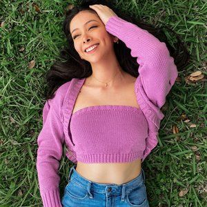 Berry Mimosas 2 Piece Cropped Top and Cardigan Set